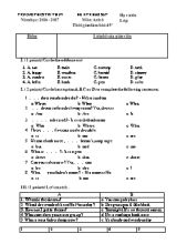 Đề kiểm tra khảo sát môn Tiếng Anh Lớp 6 - Năm học 2016-2017 - Trường THCS Tri Thủy